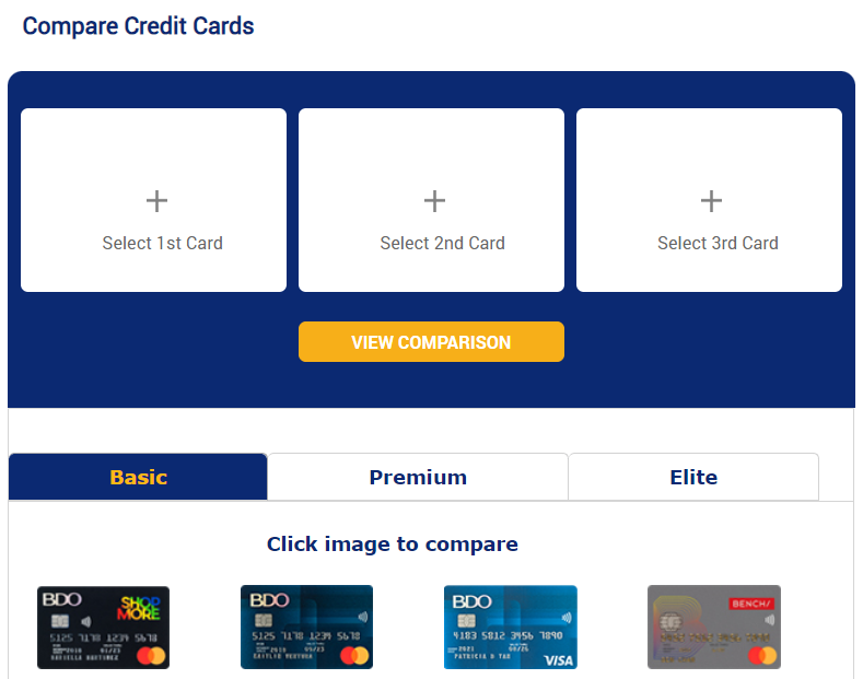 BDO credit card comparison