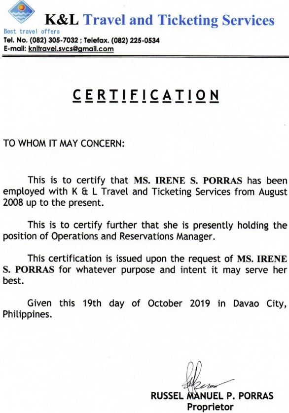 What Is A Certificate Of Employment In The Philippines Digido