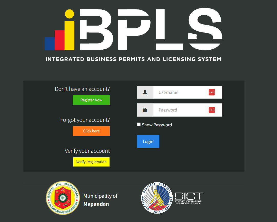 Electronic Business Permitting and Licensing System (eBPLS) portal.
